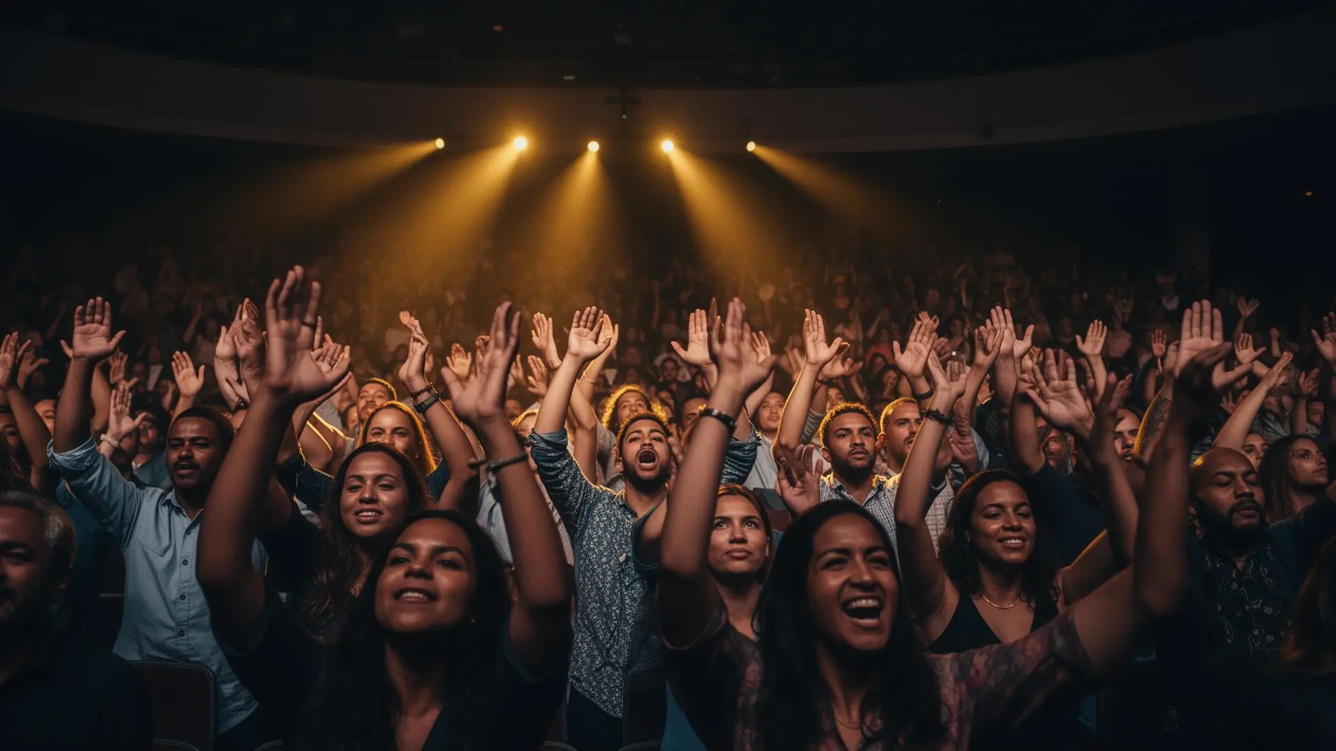 Congregação multicultural em adoração